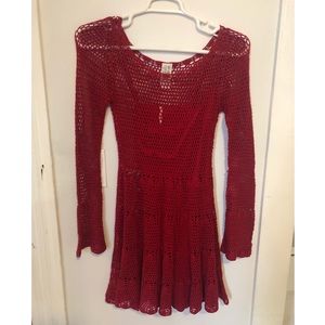 Crochet red bohemian free people dress